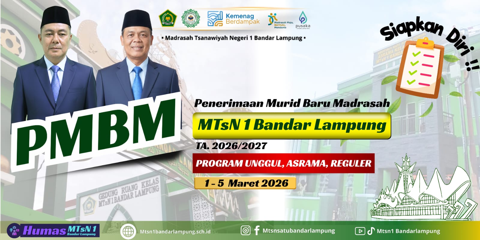 PENERIMAAN MURID BARU MADRASAH (PMBM) PROGRAM UNGGUL, ASRAMA, DAN REGULER TAHUN AJARAN 2026/2027